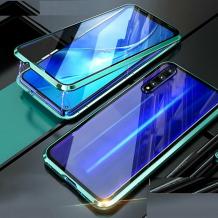 Магнитен калъф Bumper Case 360° FULL за Samsung Galaxy A50 / A50S / A30S - прозрачен / зелена рамка
