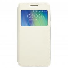 Кожен калъф Flip Cover тефтер S-View за Samsung Galaxy A3 SM-A300F / Samsung A3  - бял