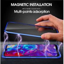 Магнитен калъф Bumper Case 360° FULL за Apple iPhone XR - прозрачен / синя рамка