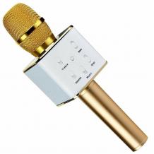 Караоке микрофон с вградени стерео високоговорители / Bluetooth Wireless Microphone Hifi Speaker Q7 - Gold