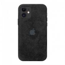 Оригинален гръб Leather Alcantara Case за Apple iPhone 12 Pro Max 6.7" - Черен