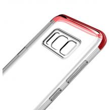 Оригинален гръб Baseus Armor Case за Samsung Galaxy S8 G950 - прозрачен / червен кант
