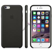 Оригинален силиконов калъф / гръб / TPU за Apple iPhone 7 - черен с кожа