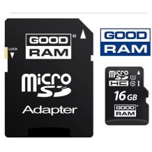 Карта памет Micro SDHC Card GOODRAM 16GB + Micro SD Adapter UHS1 Class 10