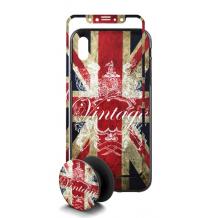 Луксозен твърд гръб 3in1 със стъклен протектор и Popsocket за Samsung Galaxy J6 Plus 2018 - Retro British Flag