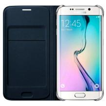 Оригинален кожен калъф Flip Cover Wallet / EF-WG925PBU за Samsung Galaxy S6 Edge G925 - син 