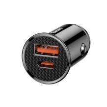 Универсално зарядно за кола Baseus Circular Car Charger / QC 4.0 Car Charger 30W /  Type-C PD 3.0 SCP - черно