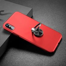 Оригинален твърд гръб Baseus Ring Bracket Case със стойка за Apple iPhone X - червен
