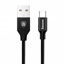 Оригинален USB кабел BASEUS YIVEN 3A Type-C за зареждане и пренос на данни 2в1 1,2m за Samsung, Huawei, Sony, Xiaomi, Nokia, LG, Lenovo, HTC, Alcatel и др. - черен