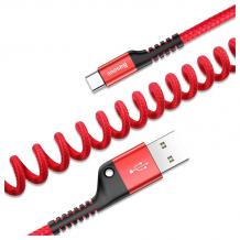 Оригинален USB кабел BASEUS Fish Eye Type-C за зареждане и пренос на данни - червен