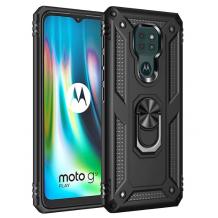 Силиконов гръб TPU Hybrid Magnetic Finger Ring Car Holder за Motorola Moto G9 Play - черен