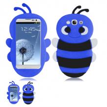 Силиконов калъф / гръб / ТПУ 3D за Samsung Galaxy S3 S III i9300 - пчела / синьо с черно