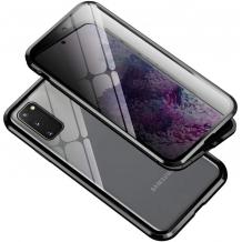 Магнитен калъф Bumper Case 360° FULL за Samsung Galaxy A71 - прозрачен / черна рамка