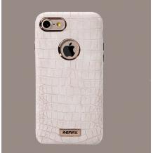 Луксозен твърд гръб REMAX за Apple iPhone 7 - бял / Croco кожа