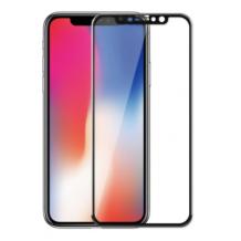 5D full cover Tempered glass Full Glue screen protector Apple iPhone X / Извит стъклен скрийн протектор с лепило от вътрешната страна за Apple iPhone X - черен