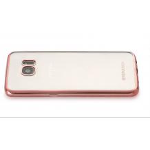 Луксозен силиконов калъф / гръб / TPU TOTU Design Jane Series за Samsung Galaxy S7 G930 - прозрачен / Rose Gold кант