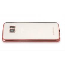 Луксозен силиконов калъф / гръб / TPU TOTU Design Jane Series за Samsung Galaxy S7 G930 - прозрачен / Rose Gold кант