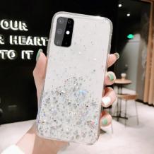 Силиконов калъф / гръб / TPU Brillant Clear Case за Samsung Galaxy A72 / A72 5G - прозрачен / сребрист брокат