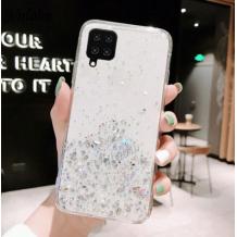 Силиконов калъф / гръб / TPU Brillant Clear Case за Samsung Galaxy A12 - прозрачен / сребрист брокат