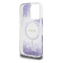 Оригинален калъф / гръб / GUESS Bottom Glitter с безжично зареждане MagSafe кейс за Apple iPhone 16 Pro (6.3) - лилав брокат
