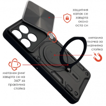 Удароустойчив твърд гръб / Кейс Defender Armor Ring Magnetic Holder lens cover Motorola Moto Edge 70 Pro - черен