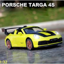 Метална кола Porsche 911 Targa 4S с отварящи се врати капаци светлини и звуци 1:32
