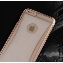 Луксозен твърд гръб / капак / MEEPHONG за Apple iPhone 6 Plus 5.5'' - прозрачен със златист кант