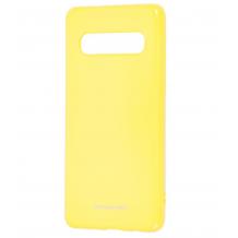 Силиконов калъф / гръб / Molan Cano Glossy Jelly Case за Samsung Galaxy S10 - жълт / гланц / брокат