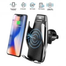 Автоматична стойка за кола с безжично зареждане / s5 Automatic Smart Sensor Car Wireless Charger 10W Fast Wireless Charger - черна