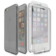 Силиконов калъф / гръб / TPU за Apple iPhone 7 - сив прозрачен / 2 части / лице и гръб