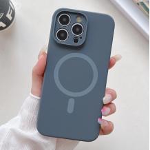 Луксозен гръб / кейс / Smooth Guard Silicone Case с безжично зареждане MagSafe за Apple iPhone 16 Pro (6.3) - сиво-син