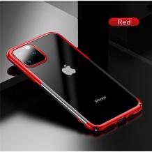 Луксозен твърд гръб Baseus Glitter Clear Case за Apple iPhone 11 Pro 5.8 - прозрачен / червен кант