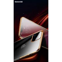 Луксозен твърд гръб Baseus Glitter Clear Case за Apple iPhone 11 Pro Max 6.5 - прозрачен / златист кант