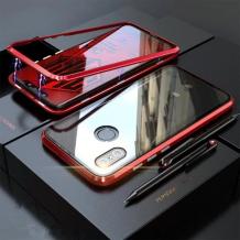 Магнитен калъф Bumper Case 360° FULL за Xiaomi Redmi Note 8T - прозрачен / червена рамка