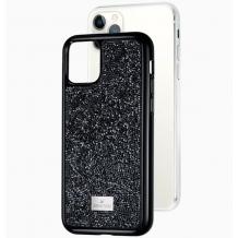 Луксозен твърд гръб Swarovski за Apple iPhone 12 /12 Pro 6.1'' - черен / камъни 