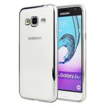 Луксозен твърд гръб за Samsung Galaxy J5 J500 - прозрачен / сребрист кант