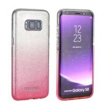 Луксозен силиконов калъф / гръб / TPU Kakusiga за Samsung Galaxy S8 Plus G955 - преливащ брокат / розово и сребристо