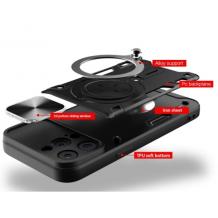 Удароустойчив гръб TPU кейс Slide Camera Case Magnetic Finger Ring Car Holder за Xiaomi Redmi Note 14 5G - черен
