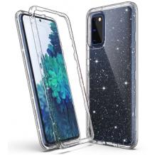 Луксозен силиконов калъф / кейс / Crystal Case TPU за Samsung Galaxy S20 FE - прозрачен / брокат