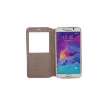 Луксозен кожен калъф Flip тефтер S-View NUOKU със стойка за Samsung Galaxy Note 5 N920 / Samsung Note 5 - златист