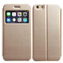 Луксозен калъф Flip тефтер S-View със стойка KALAIDENG Sun Series за Apple iPhone 6 Plus 5.5'' - златист