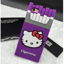 Силиконов калъф / гръб / TPU 3D Hello Kitty Series за Apple iPhone 5 / iPhone 5S - Cigarette / лилав