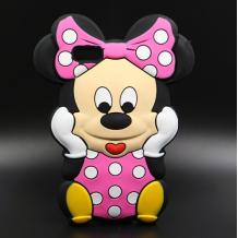 Силиконов калъф / гръб / TPU 3D за Huawei Ascend P8 - черен с розово / Minnie mouse