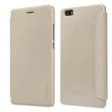 Луксозен кожен калъф Flip тефтер NILLKIN Sparkle за Huawei Ascend P8 Lite / Huawei P8 Lite - златист