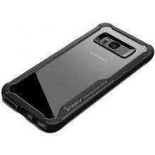 Луксозен твърд гръб IPAKY за Samsung Galaxy S10 Plus - прозрачен / силиконов черен кант