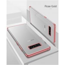 Луксозен силиконов калъф / гръб / TPU за Samsung Galaxy Note 8 N950 - прозрачен / Rose Gold кант