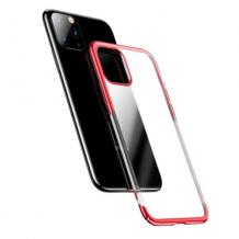 Луксозен твърд гръб Baseus Glitter Clear Case за Apple iPhone 11 Pro 5.8 - прозрачен / червен кант