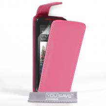 Кожен калъф Flip тефтер за HTC Desire 310 - розов