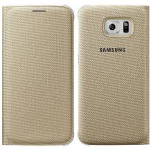Оригинален калъф Flip Cover Wallet / EF-WG920BFE за Samsung Galaxy S6 G920 - бежов