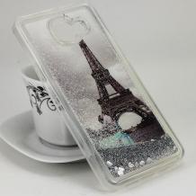 Силиконов калъф / гръб / TPU 3D за Samsung Galaxy A5 2016 A510 - Айфелова кула / сребрист брокат